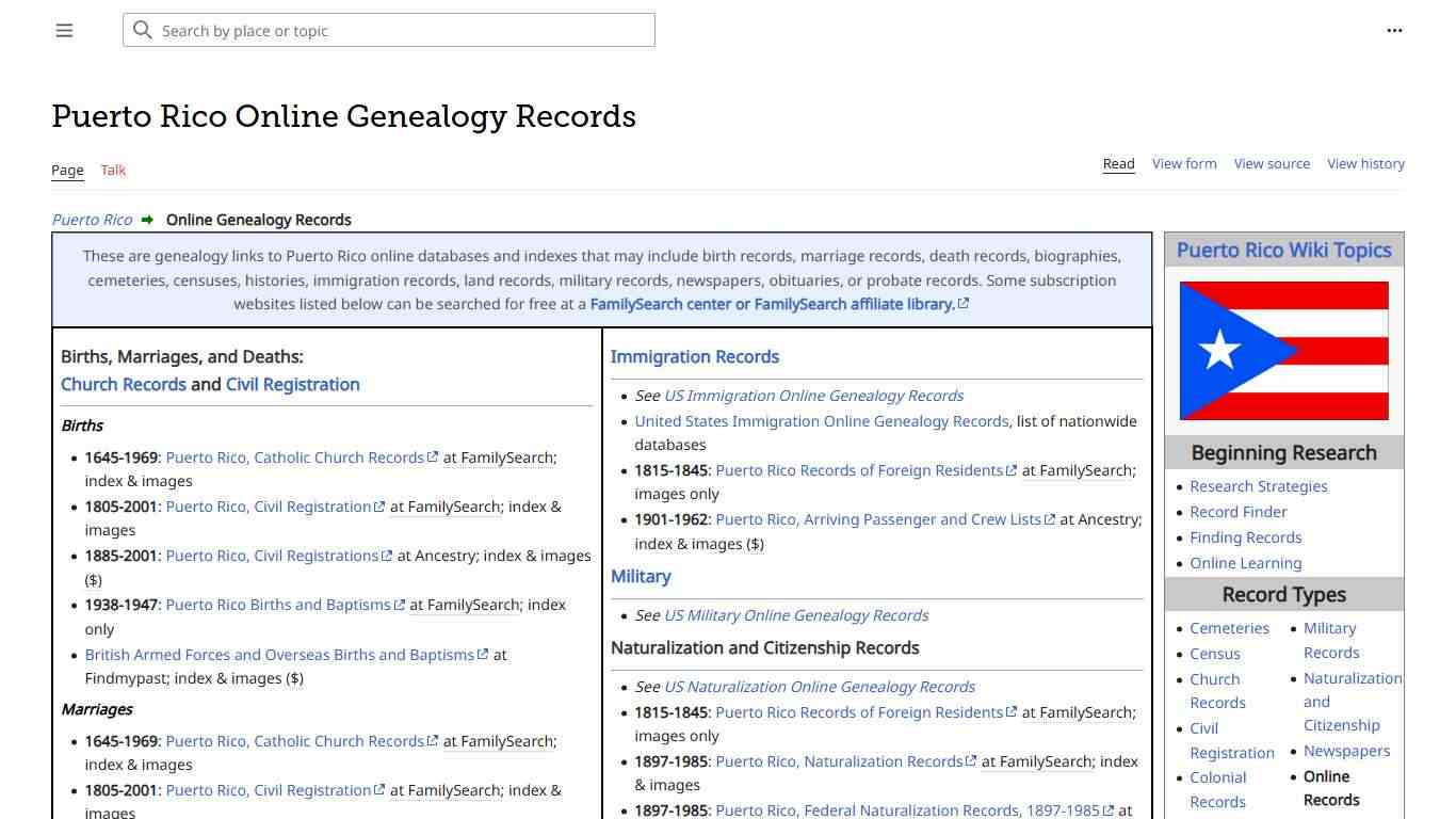 Puerto Rico Online Genealogy Records • FamilySearch